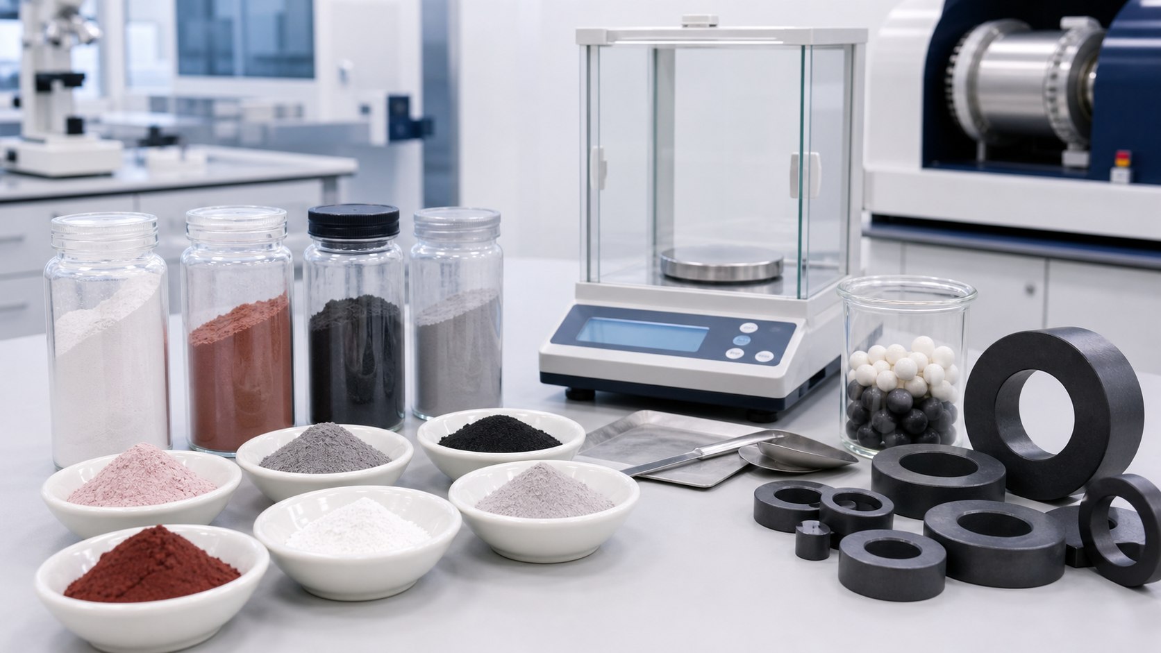 Evaluating MnZn ferrite raw materials: composition, COA and powder processing